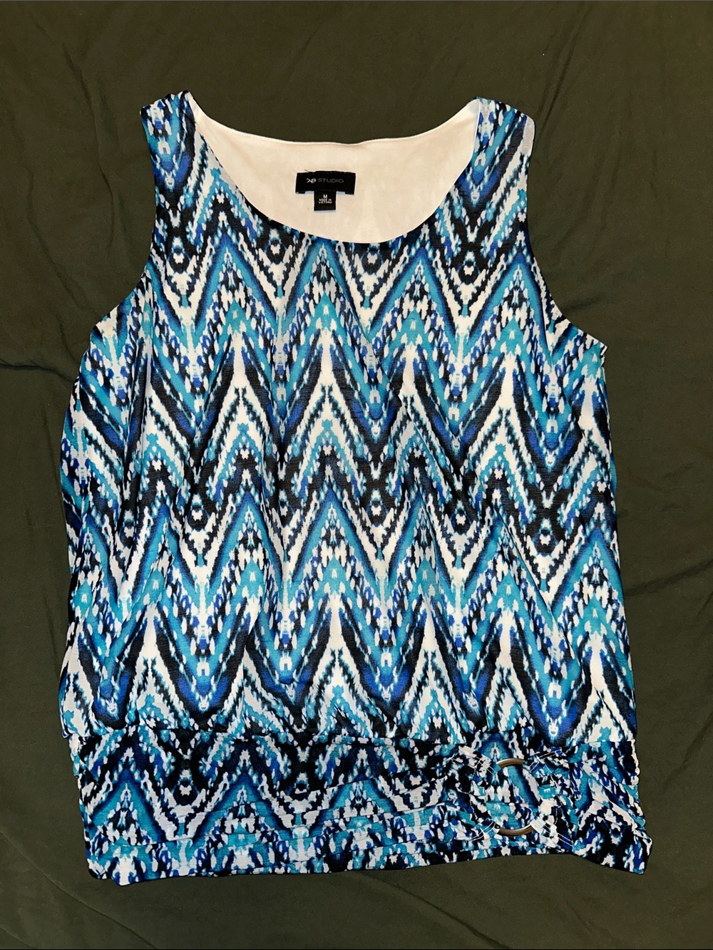 AB Studio Blue & White Chevron-Pattern Tank Top